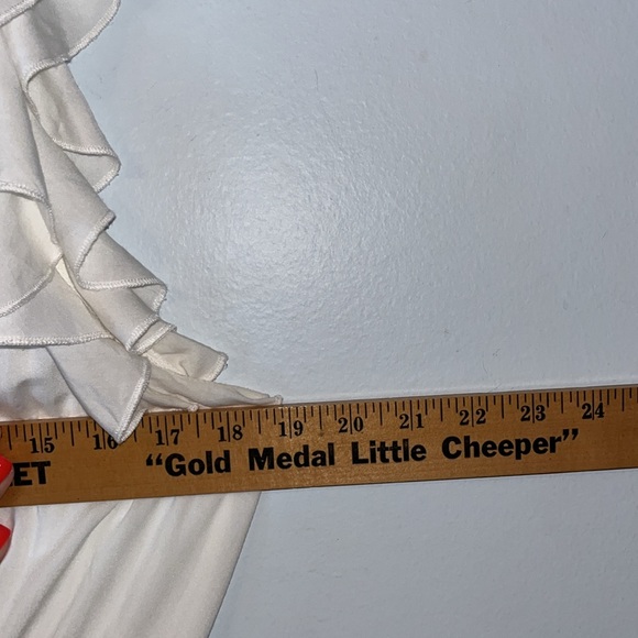 Indigo Rose Size Large Ruffle Sleeveless Button Front Off White High Low Dress - Picture 10 of 10